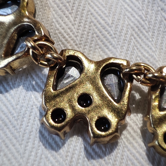 J. Crew Round Teardrop Crystal Clear Rhinestones Oxidized Brass Necklace Bride - Picture 9 of 10